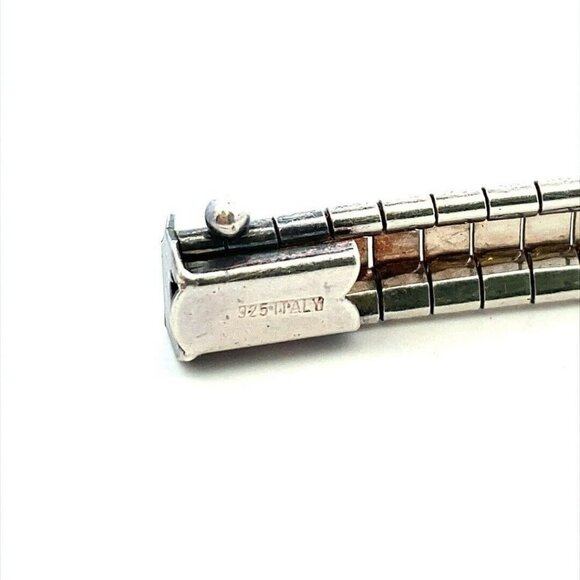 Estate Italian Sterling Silver 7 ½" Bracelet w/ Safety Bar! 8 - Picture 9 of 10